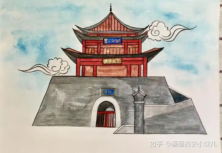 张掖古建筑插画