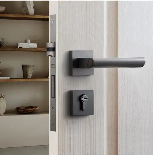 亚固北欧风235p卧室门锁室内房门锁门把手木门锁房间门锁静音门锁黑