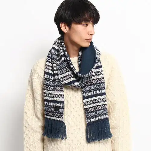 tk 2015aw 男士毛纺针织花纹围巾17007200