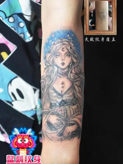 月亮女神_纹身图案手稿图片_马小天的纹身作品集