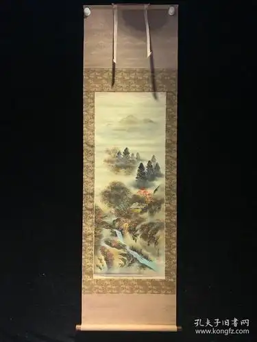 玉泉秋山日本回流字画书房中堂民清茶室挂轴真迹肉笔书法画收藏