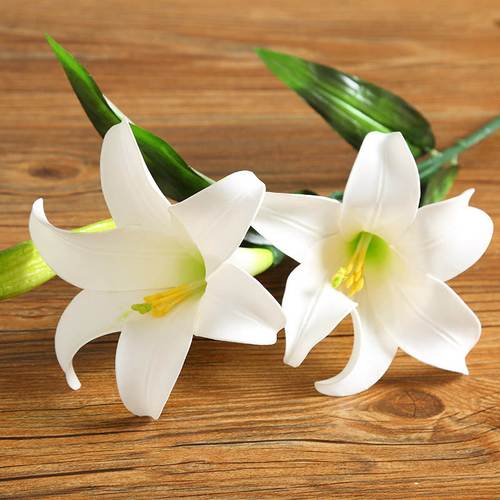 假白合花百合花假花装饰摆放客厅防真花束仿正时尚单只单支塑料摆