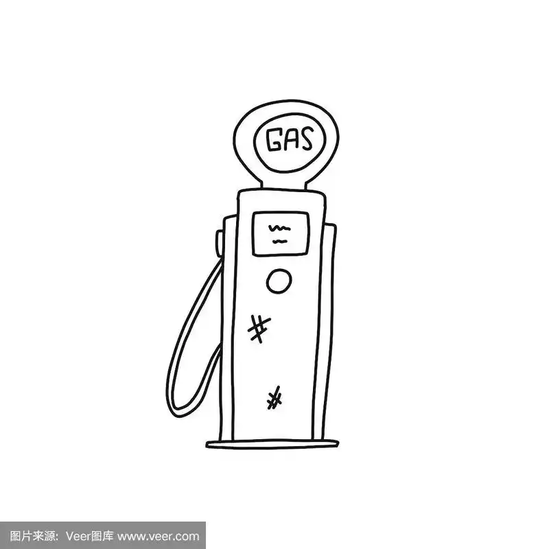 现代,平坦的,加油站,草图,商务