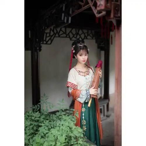 姑苏长安花唐制汉正品原创坦领半臂破裙齐腰汉服