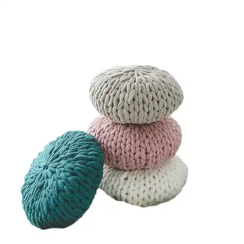 抱枕仔普北欧手工ins腈纶糖果粗针装饰圆形靠垫