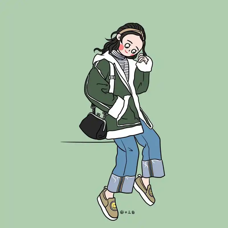 秋冬时尚穿搭系列插画 女生闺蜜头像漫画 天气降温了,你添衣了吗?