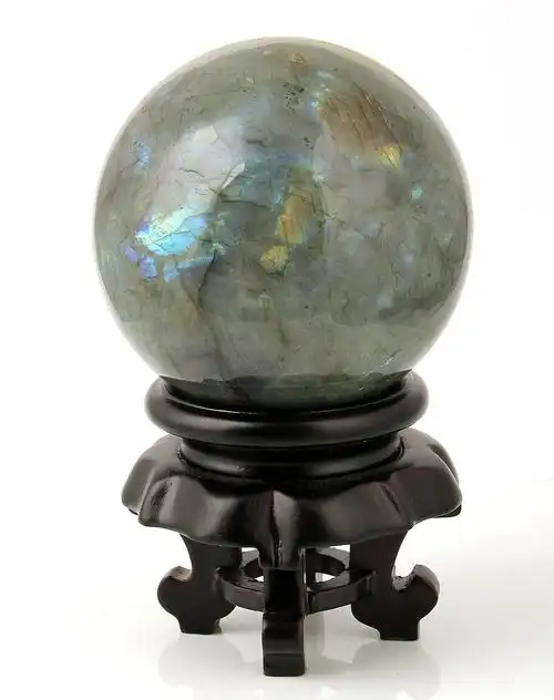 瀚碧堂贵重饰品专场天然蓝月光石水晶球摆件(附鉴定证书)