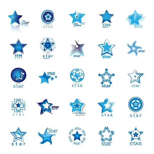 蓝色五角星星标志模板下载,个性创意标志,彩色时尚logo设计,创意logo