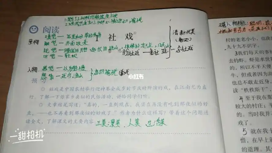 八年级下册第一课社戏,不清楚的可以评论区问我,字有些丑请包涵,我会