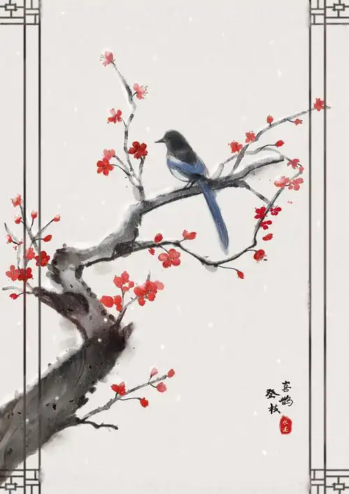 喜鹊登枝|插画|商业插画|喂爱概述 - 原创作品 - 站酷 (zcool)