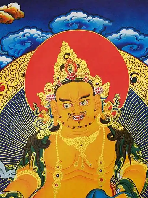 高档村黄财神佛像唐卡挂画西藏密宗描金手绘藏族唐卡