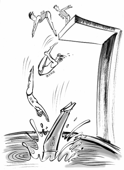 跳河救命的简笔画