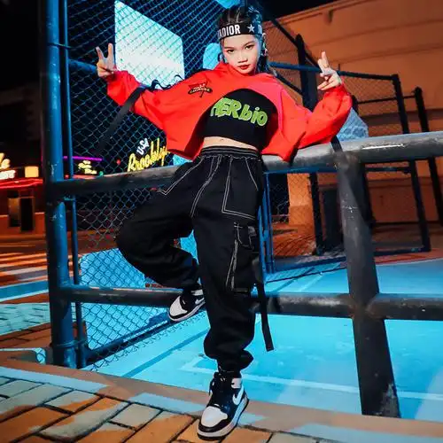 0成交1690件儿童爵士舞服装帅气西服街舞演出服套装女孩嘻哈hiph