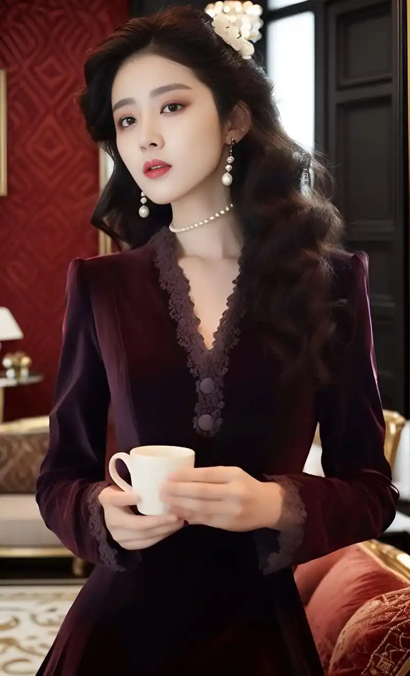 哇,高档赫本风复古丝绒连衣裙!丝绒 - 抖音