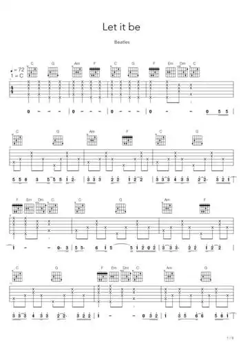 thebeatlesletitbec调弹唱谱吉他谱