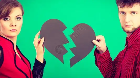 分割虚线分手的情侣背景