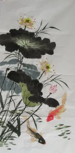 特价连年荷花横竖四尺新款手绘花鸟画写意字画国画