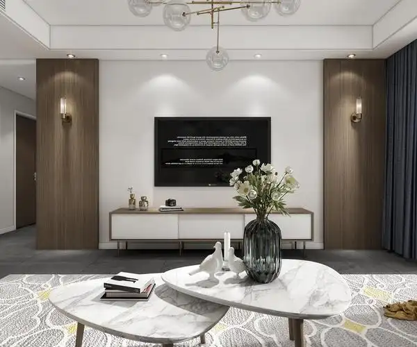 现代北欧混搭电视背景墙装修效果图