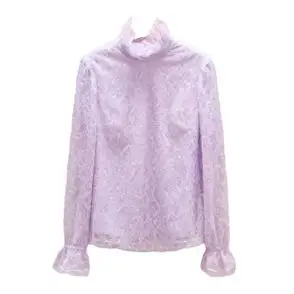 现货气质上衣2024春装花边领设计感雪纺衫misscoco女装时尚新款