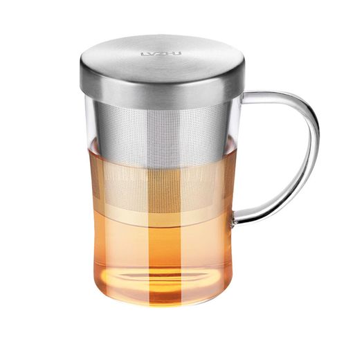 绿珠茶杯茶水分离玻璃杯带盖泡茶水杯大容量家用办公过滤把手杯子