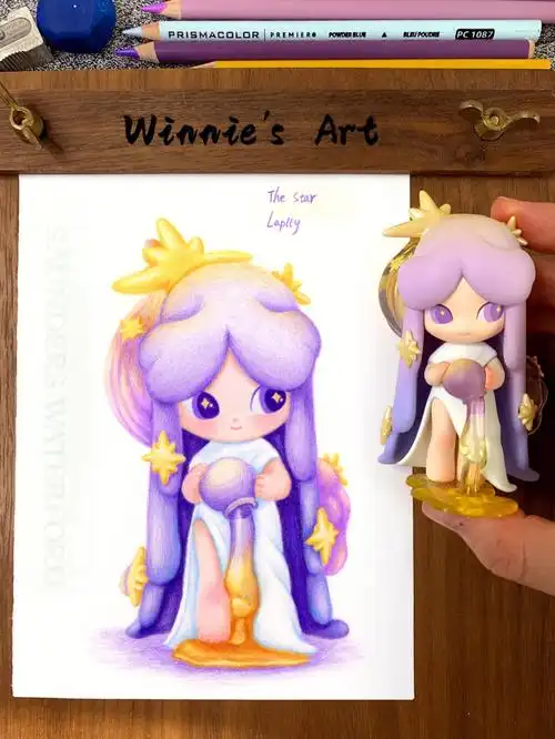 手绘彩铅盲盒laplly星之歌附线稿