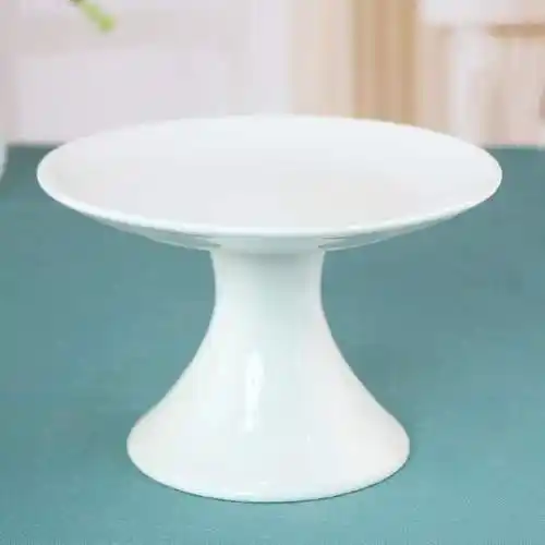 6寸陶瓷圆盘高脚蛋糕架小托盘杯子蛋糕盘子水果盘酒店西餐餐具