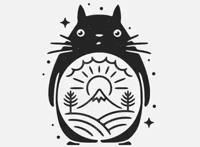 19张宫崎骏龙猫纹身手稿黑白素材