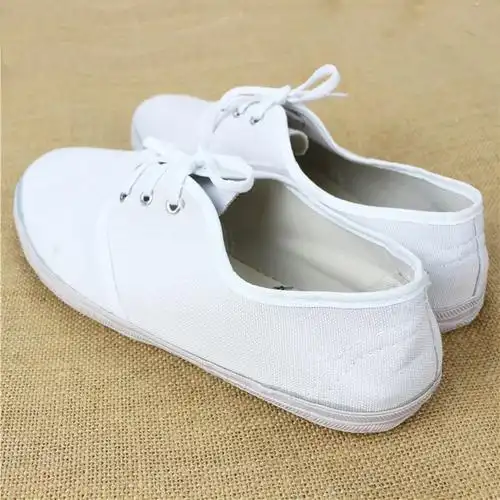 现货供应白色孝鞋白事丧事男式白鞋儿童表演小码系带白布鞋批发