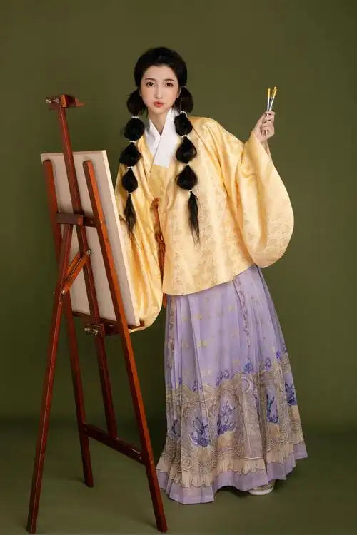 踏云馆汉春季明制灵芝纹交领袄琵琶袖衫套装汉服