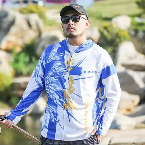 m 蓝剑夏季钓鱼防晒服男透气冰丝垂钓服装蚊钓鱼衣服钓鱼服套装装备