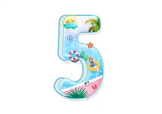 夏天夏日清凉卡通可爱数字5