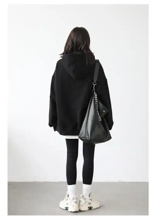 美式复古字母印花灰色连帽卫衣女2022春秋oversize外套潮 - 17网