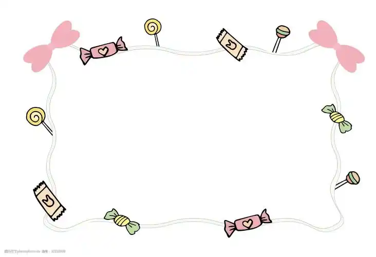 可爱小糖果粉红蝴蝶结矢量边框