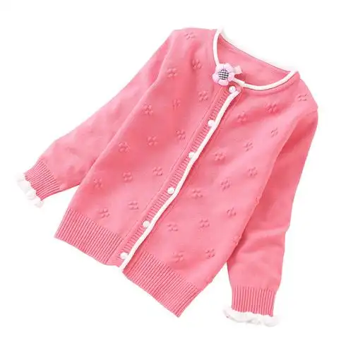 迪鲁奥diluao童装儿童毛衣开衫女童纯棉针织衫女孩中大童春夏款棉线衫