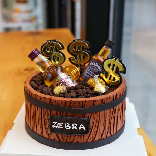 米帝欧创意斑马酒桶送爸爸男士新鲜生日蛋糕动物奶油北京同城配送