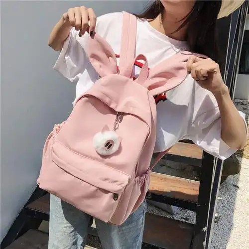 派尼美特少女心书包女学生韩版双肩包ins古着双肩包可爱帆布背包