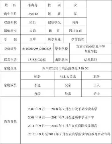 下一页 相关主题 你可能喜欢 教师个人简历表格 幼儿教师个人简历