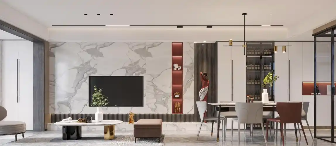 现代客餐厅,无主灯-室内设计-拓者设计吧