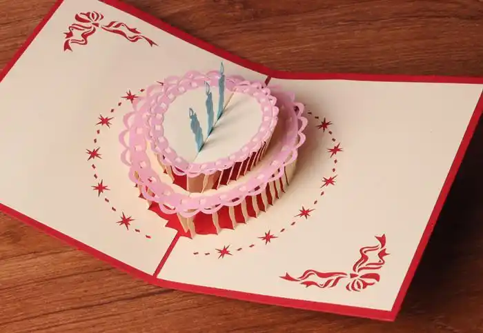 生日蛋糕 3d立体贺卡 创意手工纸雕卡片闺蜜朋友生日礼物
