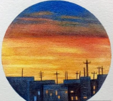 彩铅画日落美景绘画步骤教程