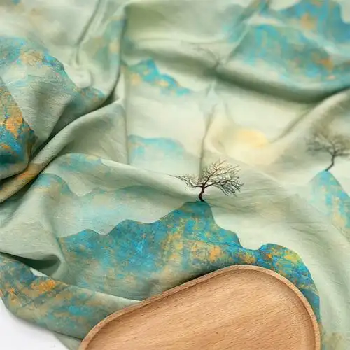 国风汉服旗袍连衣裙服装面料窗帘手工diy印花布天丝麻布料新中式