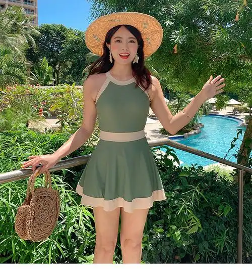 特价 泳衣女仙女范韩国ins风保守学生遮肚显瘦性感泳装连体裙式