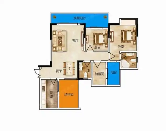 5号户型-3室2厅2卫-102.8㎡