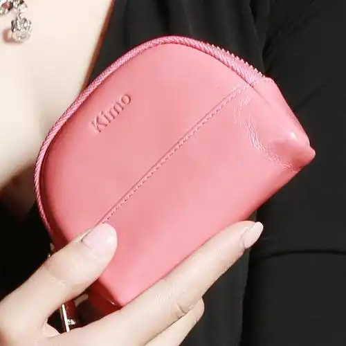 女士钱包小巧收纳包复古拉链牛皮小零钱包硬币包女士皮夹子