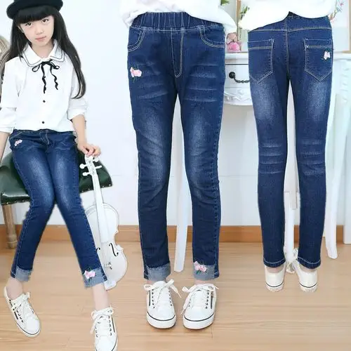 女童牛仔裤2019秋装新款流苏微喇叭儿童休闲长裤中大童洋气小脚潮