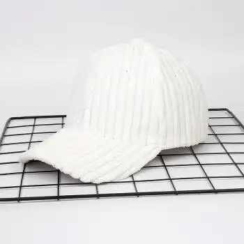 女士帽子春秋季韩版潮流百搭时尚学生网红鸭舌帽男士 白色-粗纹灯芯绒