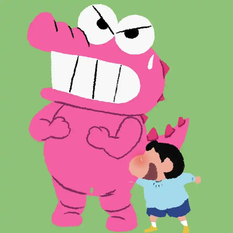 蜡笔小新和粉红鳄鱼可爱头像 双手奉上今日份头像,谢谢喜欢本次绘画
