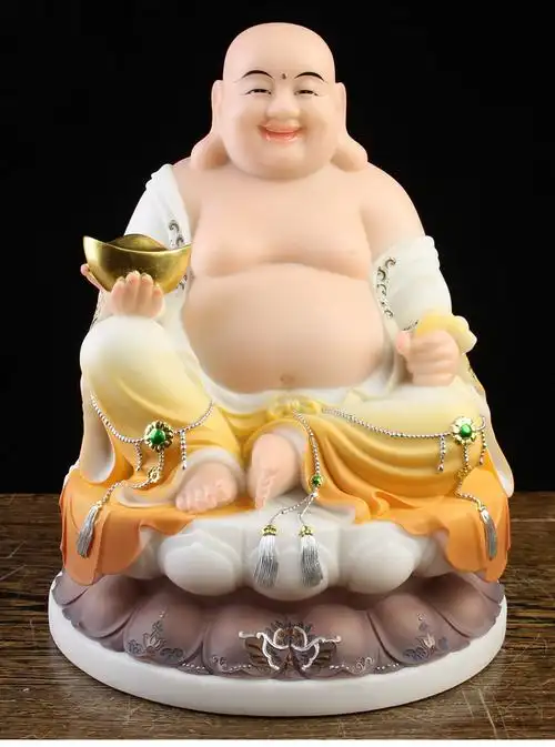 汉白玉石笑佛像大肚弥勒佛居家供奉招财家用客厅店铺开业礼品摆件