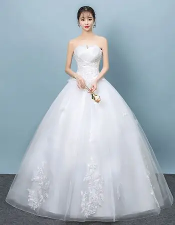 抹胸婚纱礼服2018新款春季韩式新娘结婚简约齐地修身显瘦公主白色