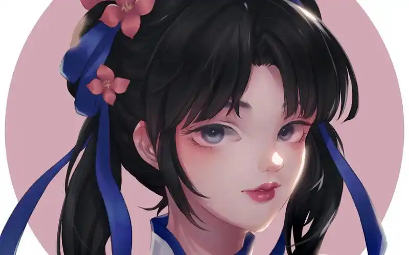 板绘仙剑奇侠传赵灵儿头像上色过程